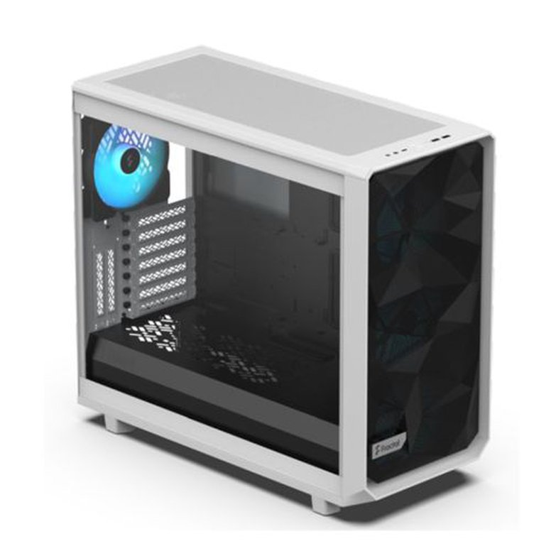 Fractal Design Meshify 2 RGB (White TG) Gaming Case w/ Light Clear Glass Window, E-ATX, Angular Mesh Front, 4 RGB Fans, Fan Hub, Detachable Front Filter, USB-C