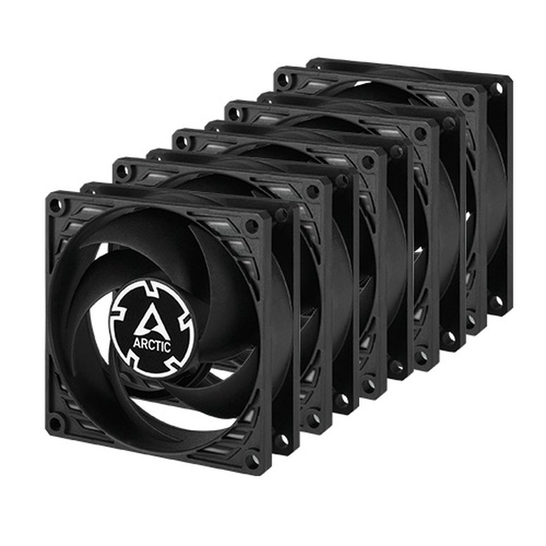 ARCTIC P8 Silent Pressure-optimised Extra Quiet 8cm Case Fans (5 Pack), Black, Fluid Dynamic, 1600 RPM, Black