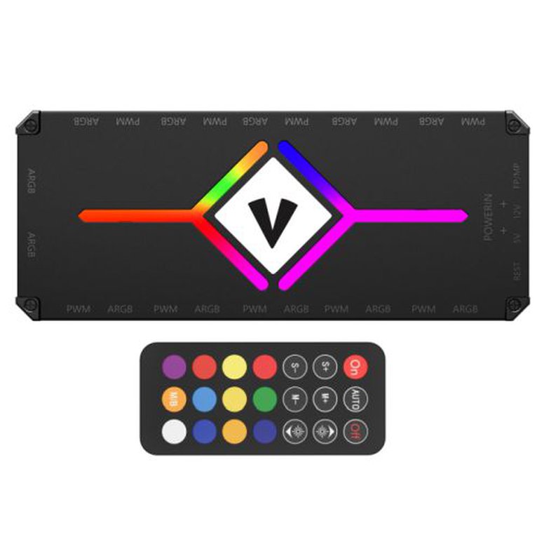 Vida 10-Port PWM ARGB Fan Hub with Remote Control, SATA Powered