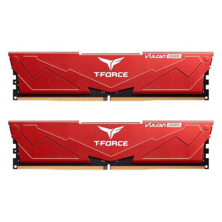 Team T-Force Vulcan 32GB Kit (2 x 16GB), DDR5, 5600MHz (PC5-44800), CL38, ECC, AMD EXPO & Intel XMP 3.0, PMIC, DIMM Memory, Red