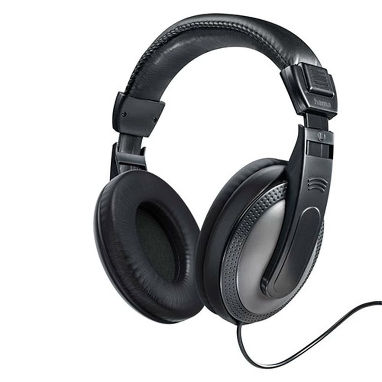 Hama (Shell) Headphones, 3.5mm Jack (6.35mm Adapter), 40mm Drivers, 2m Cable, Padded Headband, Black/Dark Grey