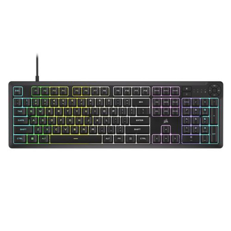 Corsair K55 CORE RGB Membrane Gaming Keyboard, USB, 10-Zone RGB, 12-Key Rollover, Dedicated Media Keys, 6 Macros