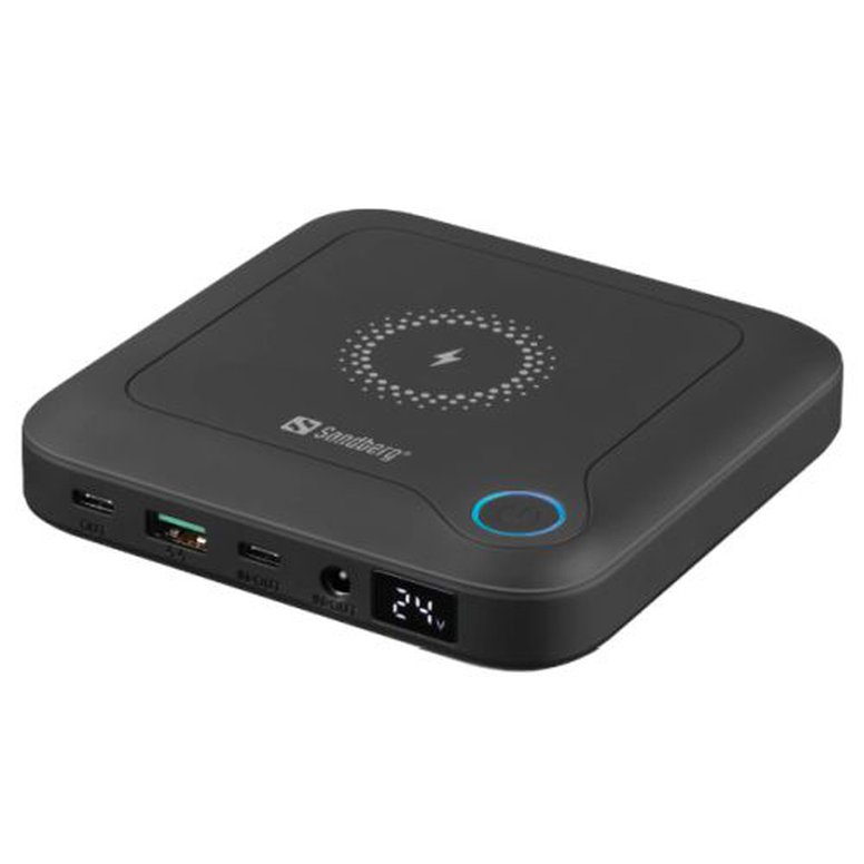 Sandberg (420-57) All-in-1 24000mAh Laptop Powerbank, DC-port 85W (12 Adapters), 2x USB-C,  1x USB-A, Wireless Charger, 5 Year Warranty