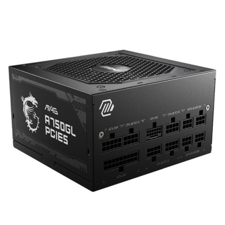 MSI 750W (MAG A750GL PCIE5) ATX 3.1 PSU, Fully Modular, 80+/Cybenetics Gold, LLC Full-Bridge, PCIe 5.1