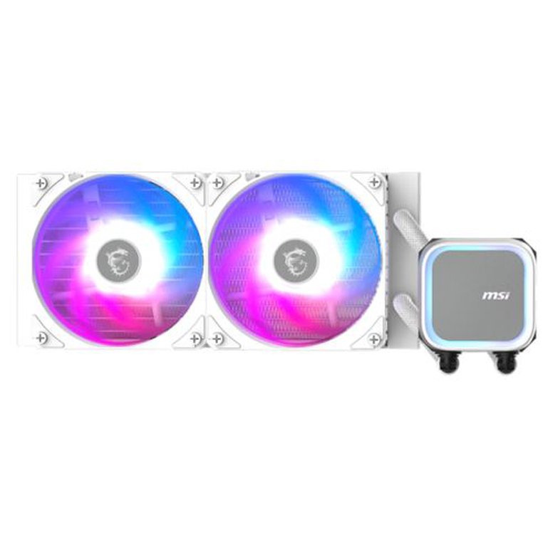 MSI MAG CORELIQUID A13 240mm Liquid CPU Cooler, 2x CycloBlade 7 ARGB PWM Fans, ARGB Cooling Block, White